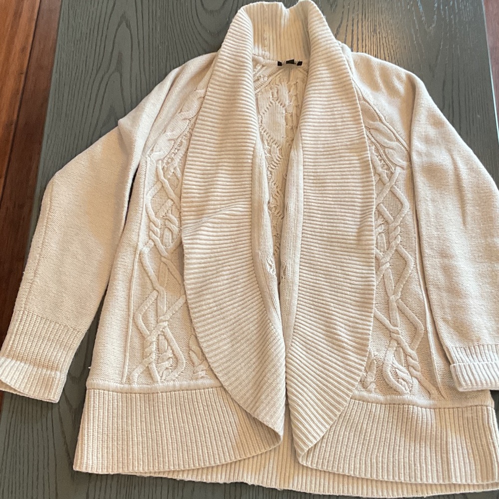 Talbots Cream Cable Knit Cardigan Small Petite.